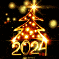 Мерцающая новогодняя елка 2024. Яркие огоньки, мерцание, блики, летящие звездочки.