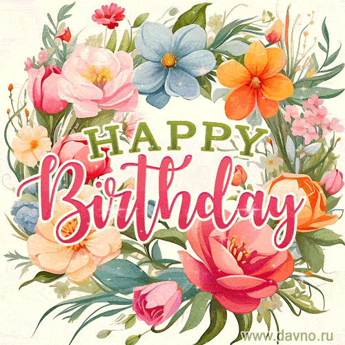 Happy Birthday to You - гифка с розовыми розами на день рождения