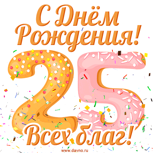 Открытка с днем рождения на 25 лет с пожеланием всех благ — Скачайте на Davno.ru