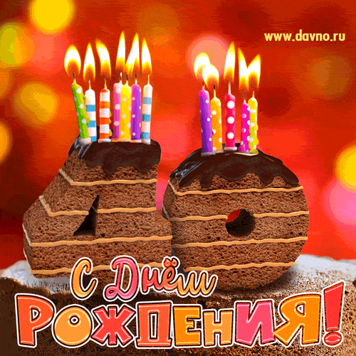 Гифка на 40 лет с шоколадным тортом и свечами на день рождения