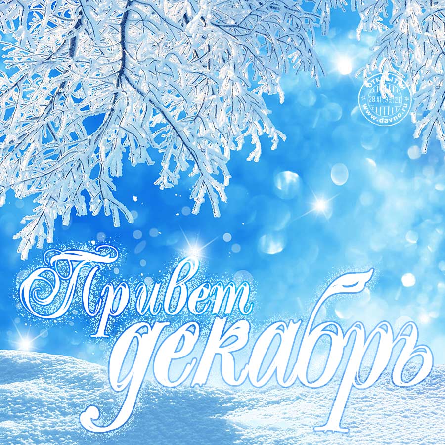 Привет декабрь! Открытка с первым днём зимы, с 1 декабря.