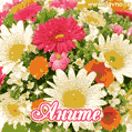 Анимационная открытка для Аниты с красочными летними цветами и блёстками