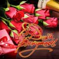 Красные розы, подарок и шампанское для любимой женщины