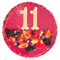 Картинка с тортом с цифрой 11 и мерцанием (GIF)