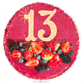 Картинка с тортом с цифрой 13 и мерцанием (GIF)