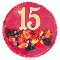 Картинка с тортом с цифрой 15 и мерцанием (GIF)