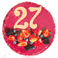 Картинка с тортом с цифрой 27 и мерцанием (GIF)