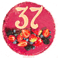 Картинка с тортом с цифрой 37 и мерцанием (GIF)
