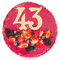 Картинка с тортом с цифрой 43 и мерцанием (GIF)