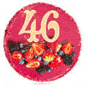 Картинка с тортом с цифрой 46 и мерцанием (GIF)