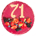 Картинка с тортом с цифрой 71 и мерцанием (GIF)