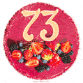 Картинка с тортом с цифрой 73 и мерцанием (GIF)