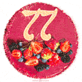 Картинка с тортом с цифрой 77 и мерцанием (GIF)