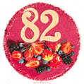 Картинка с тортом с цифрой 82 и мерцанием (GIF)