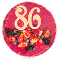 Картинка с тортом с цифрой 86 и мерцанием (GIF)