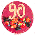 Картинка с тортом с цифрой 90 и мерцанием (GIF)