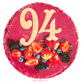 Картинка с тортом с цифрой 94 и мерцанием (GIF)