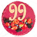 Картинка с тортом с цифрой 99 и мерцанием (GIF)