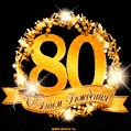 Стильная гиф открытка ко дню рождения на юбилей 80 лет