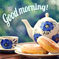 Утренний чай и подпись Good morning