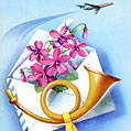 Оригинальная почтовая открытка с цветами на 8 марта