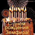 Красивая открытка GIF с Днем рождения Земфира с праздничным тортом